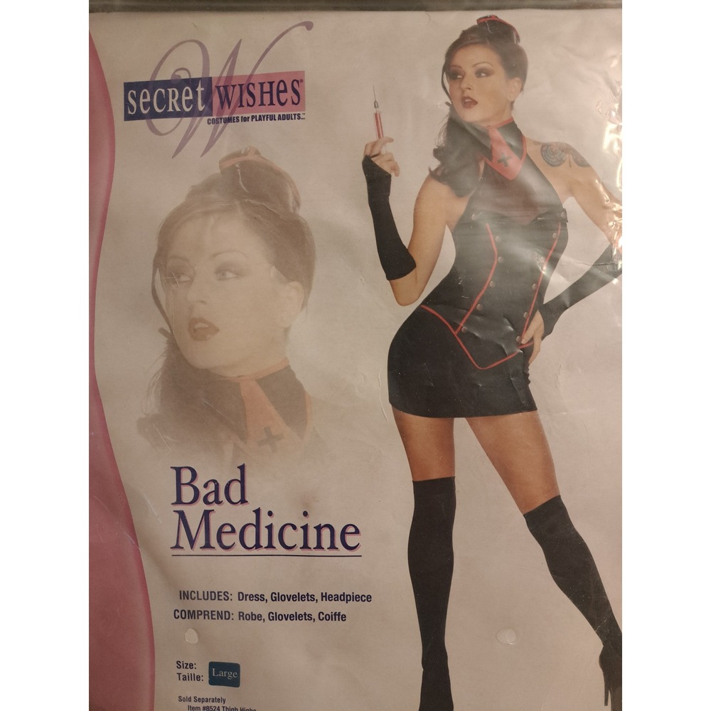 Secret Wishes Bad Medicine Nurse Costume Black Red Dress Set 880556 Womens Large